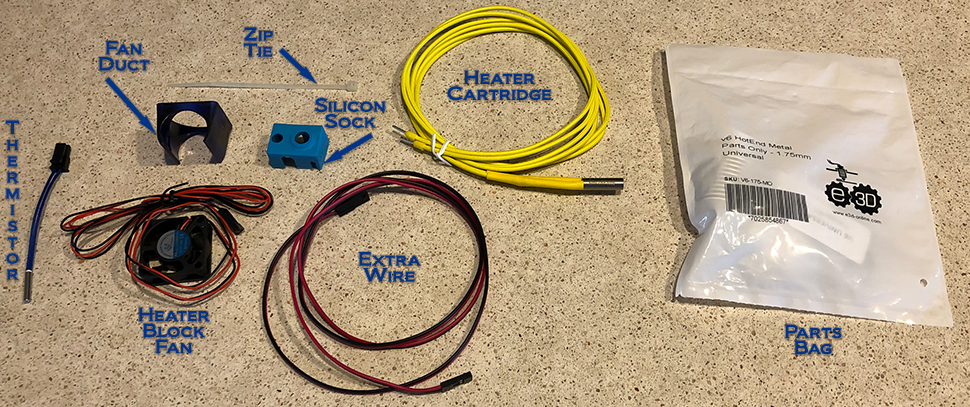 E3D V6 All Parts Labeled